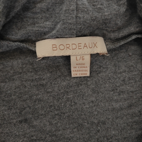 Anthropologie Bordeaux Large Gray Stretch Long Sleeve Turtleneck Cowl Oversized - Picture 3 of 4